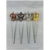 Image 3 : 4 Ornate Metal Queens Crown Appetizer Picks, Each Approx 4.5" Long