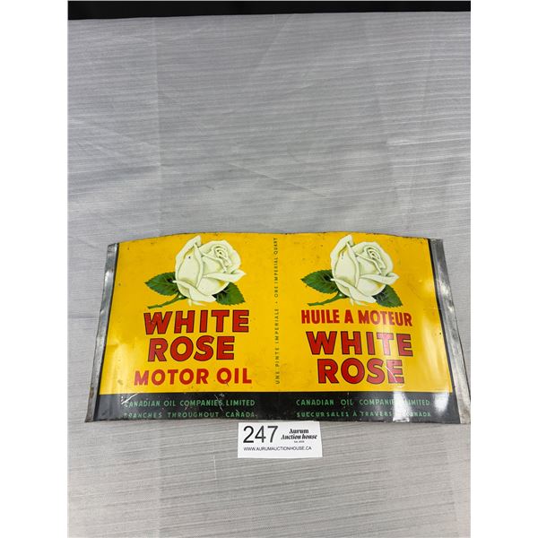 Vintage White Rose Motor Oil Unrolled Quart Can