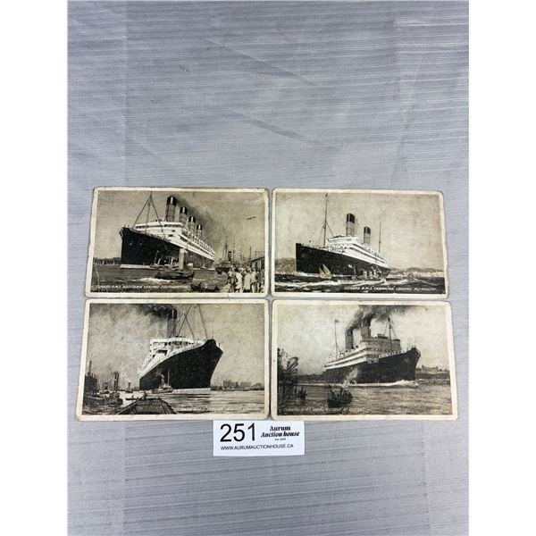 4 Early 1900s "Cunard" Steampship Postcards