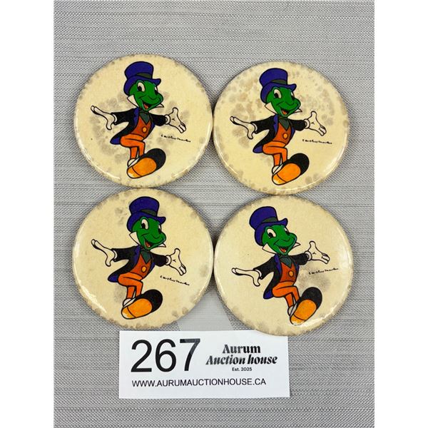 4 Very Old Jimminy Cricket (Disney) Badges