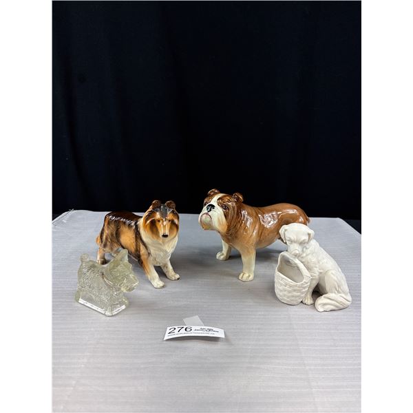 Nice Collectable Lot of Dog Figurines, Bulldog Has Had a Repair