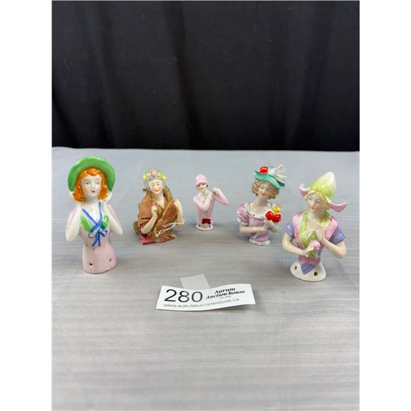 Lot of 5 Vintage German Porcelian Half Dolls