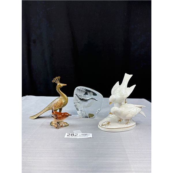 Vintage Collectable Lot German Porcelain Birds + Mats Jonasson Glass Bird, etc