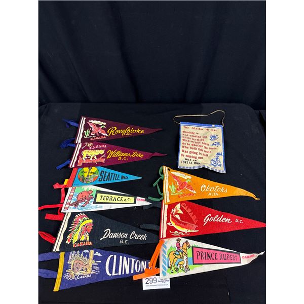 Nice Lot of Vintage Collectable Pennants Canadian Cities