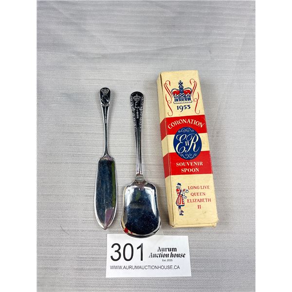 Antique Queen Elisabeth # 1953 Silver Coronation Spoons in Original Box
