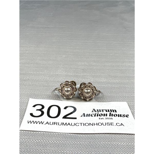 Antique Hallmarked 835 Sterling Canetille Earrings Solid! Excellent!