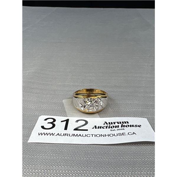 Very Solid Vintage 14k GF Mens Simulated Diamond Ring Quality!