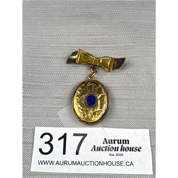 Antique Gold Cobalt Enamel Royal Canadian Navy Locket Beauty!