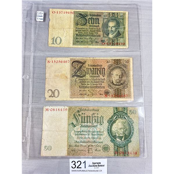 3 1924 German Banknotes
