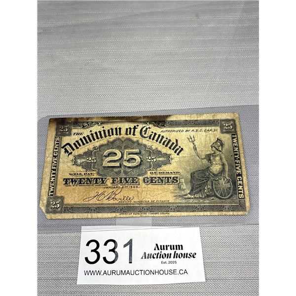 1900 Dominion of Canada 25Cent Note Shinplaster