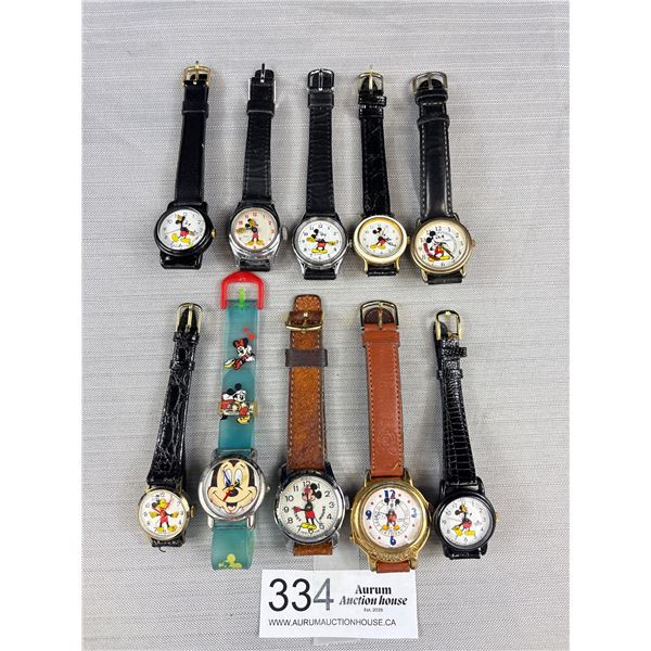 Lot of 10 Mickey Mouse Watches Needs Batteries Untested