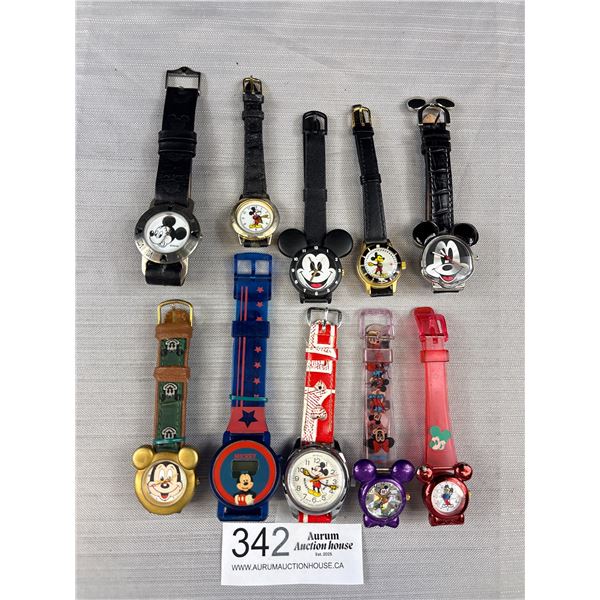 Lot of 10 Mickey Mouse Watches Needs Batteries Untested