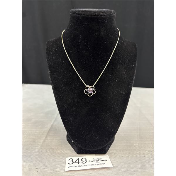 Silver w/ Black Pearl Pendant + Chain Necklace