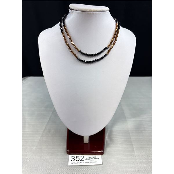 Vintage Black + Purple Glass Beads Necklace