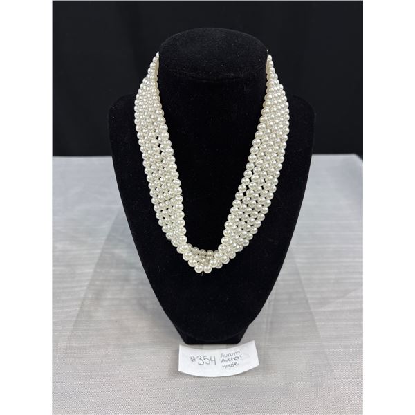 5 Rows Faux Pearl Choker Necklace