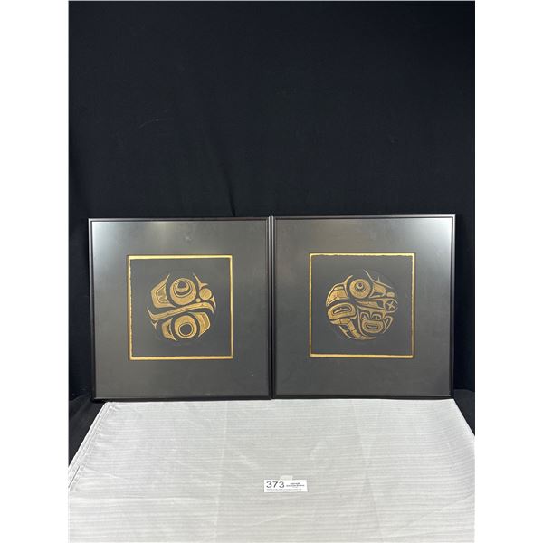 Pair of 13.5"x13.5" west coast native artwork