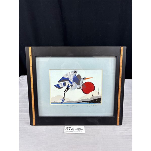 Very Nicely Framed Native Print "Morning Flight" Signed by George Hunt Jr
