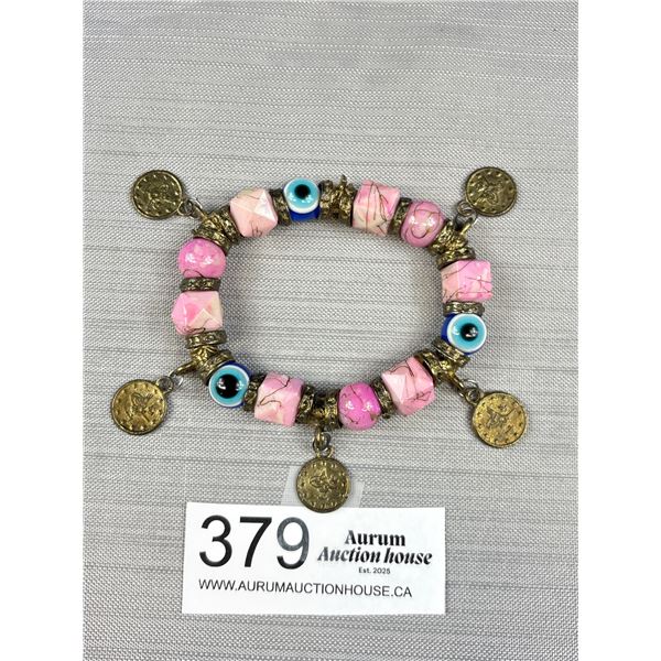 Vintage Beads w/ Dangling Coins Bracelet