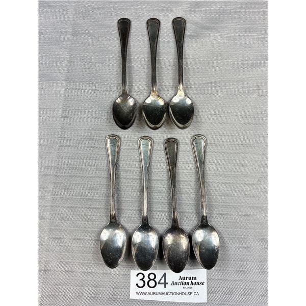 Seven Matching Silver Tea Spoons, Each Marked