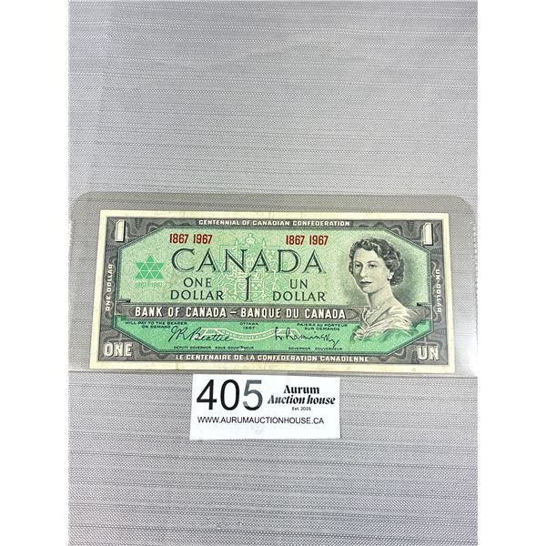 1967 Bank of Canada Centenial $1 Banknote in holder