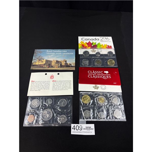Lot fof 3 Royal Canadian Mint year sets 1974 2016 2017