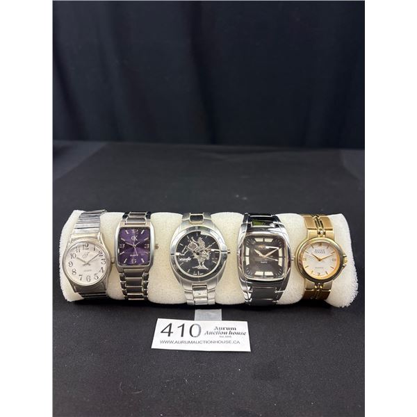 Lot of 5 mens wristwatches - Needs Batteries, Untested