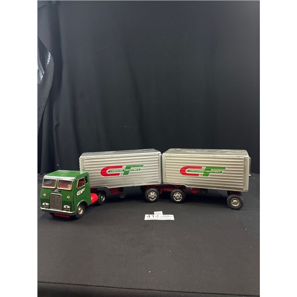 Vintage 1960's Canadian freight ways friction tin truck and trailers