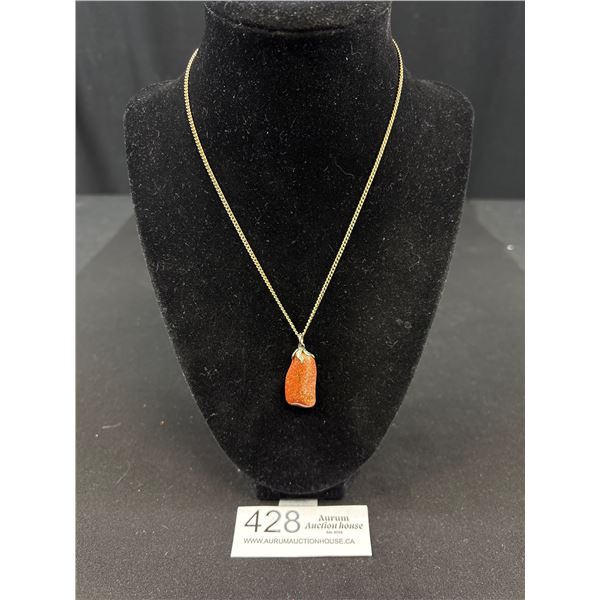 vintage genuine gold flecks gold stone necklace