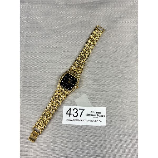 heavy gold nugget geneva quarts watch needs battery