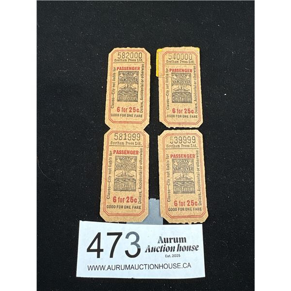 4 Old North Vancouver City Ferries Fare Coupons