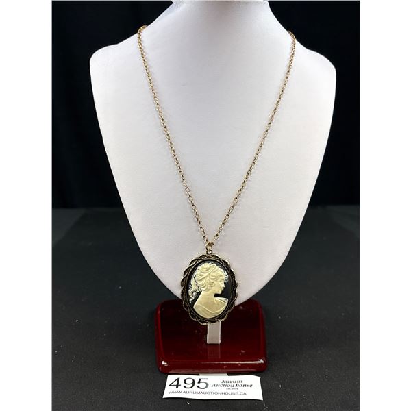 Vintage Cameo Pendant w/ Chain Necklace