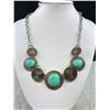 Image 2 : Vintage Silver Tone Metal w/ Turqouise Necklace