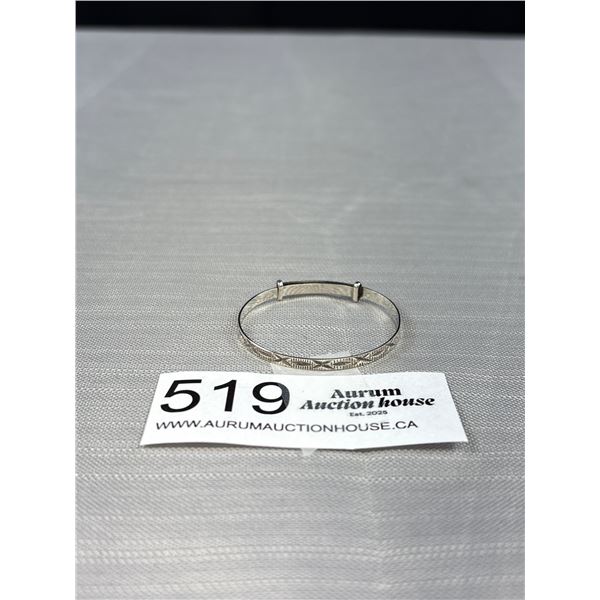Adjustible Silver Baby Bangle Unmarked