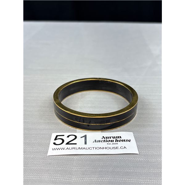 Vintage Grafted Ebony Wood w/ Gold Décor Bangle