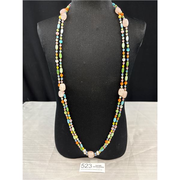 Very Long Double Strand Beads Necklace