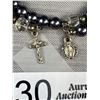 Image 2 : Dark Grey Beads Bracelet w/ 2 Religious Charms Dangling