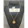 Image 1 : Gold Plated Enamel Pendant w/ Chain Necklace