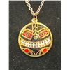 Image 2 : Gold Plated Enamel Pendant w/ Chain Necklace
