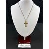 Image 1 : Antique Gold Plated Cross Pendant w/ Original Chain Necklace