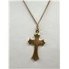 Image 3 : Antique Gold Plated Cross Pendant w/ Original Chain Necklace