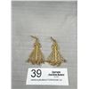 Image 1 : Gold Plated Silver Filigree w/ Original Shepard Hooks Dangling Earrings