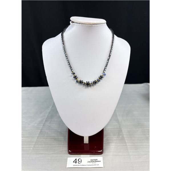 Black Alaskan Diamond Hemetite Stone Beads Necklace