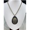 Image 2 : Vintage Black Bakelite Pendant w/ Chain Necklace
