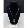 Image 1 : Vintage Sterling Silver w/ Green Stone Pendant Necklace