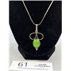 Image 2 : Vintage Sterling Silver w/ Green Stone Pendant Necklace