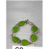 Image 2 : Vintage Silver w/ Green Stones Bracelet Unmarked, Toggle Closure