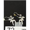 Image 2 : Pair of Vintage Moose Dangle Earrings, Sterling Silver, Marked 925