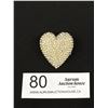 Image 1 : Vintage Silver Plated Heart Shape Brooch, Loaded w/ Rhinestones