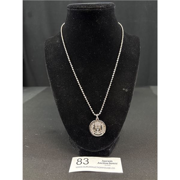 Silver Plated Republique Francaise Coin Pendant w/ Chain Necklace