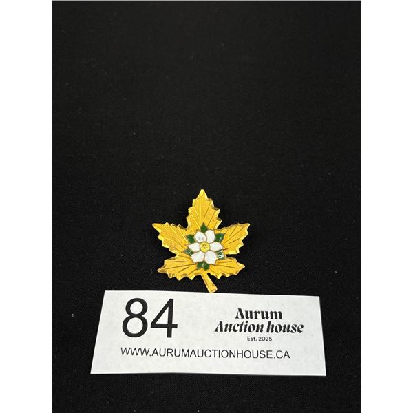 Gold Plated on Sterling Silver Maple Leaf Brooch, Marked Bond Boyd Ster.